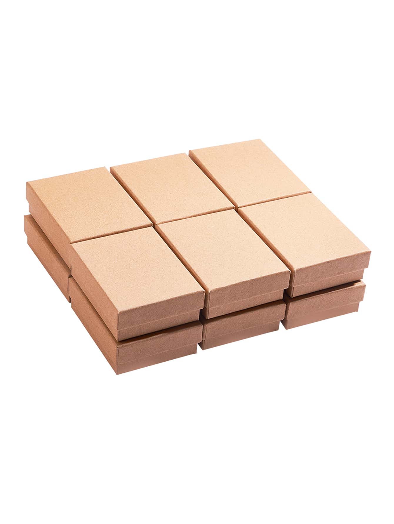 12Pcs 9x7x3cm Kraft Cardboard Paper Jewelry Set Boxes - Brown - View 1