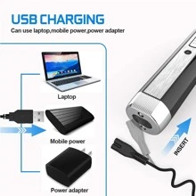 四合一专业多功能修剪器：鼻毛修剪器、胡须修剪器、USB 充电剃须刀和理发器，男女皆宜 - 黑色 - 查看 6