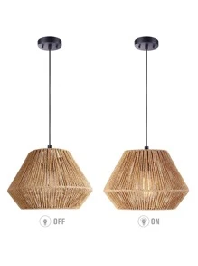 1入組天然手工波西米亞繩索燈罩懸掛式燈罩半嵌入式燈罩門廳走廊廚房島餐廳臥室 - 卡其色 - 查看 6