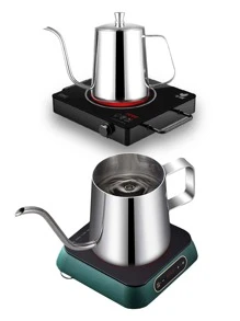 350毫升家用滴咖啡壺套裝,天然色帶蓋,細嘴口 - 銀色 - 查看 3