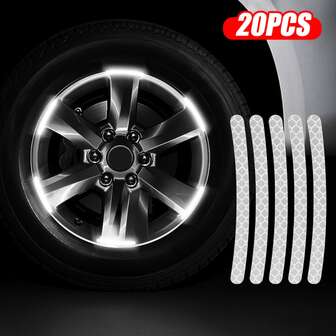 20入組銀顏色PVC汽車輪胎反光貼紙