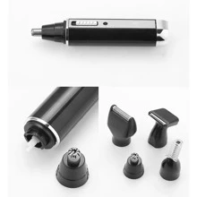 四合一专业多功能修剪器：鼻毛修剪器、胡须修剪器、USB 充电剃须刀和理发器，男女皆宜 - 黑色 - 查看 12