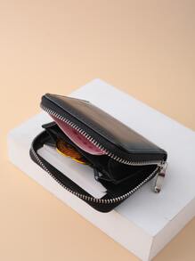 Túi xách nữ mini trơn màu ngắn khóa kéo ngắn dễ thương dành cho sinh viên Ví đựng tiền xu PU di động cho nhân viên văn phòng dành cho nữ đi làm công sở đi làm văn phòng kỷ niệm ngày cưới quà tặng sinh nhật ngày lễ tình nhân quà tặng quà tặng cho giáo viên ví ví ví nhỏ - màu đen - Xem 6