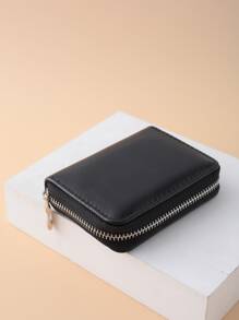 Túi xách nữ mini trơn màu ngắn khóa kéo ngắn dễ thương dành cho sinh viên Ví đựng tiền xu PU di động cho nhân viên văn phòng dành cho nữ đi làm công sở đi làm văn phòng kỷ niệm ngày cưới quà tặng sinh nhật ngày lễ tình nhân quà tặng quà tặng cho giáo viên ví ví ví nhỏ - màu đen - Xem 3