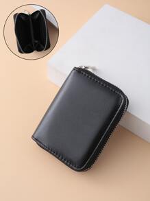 Túi xách nữ mini trơn màu ngắn khóa kéo ngắn dễ thương dành cho sinh viên Ví đựng tiền xu PU di động cho nhân viên văn phòng dành cho nữ đi làm công sở đi làm văn phòng kỷ niệm ngày cưới quà tặng sinh nhật ngày lễ tình nhân quà tặng quà tặng cho giáo viên ví ví ví nhỏ - màu đen - Xem 1