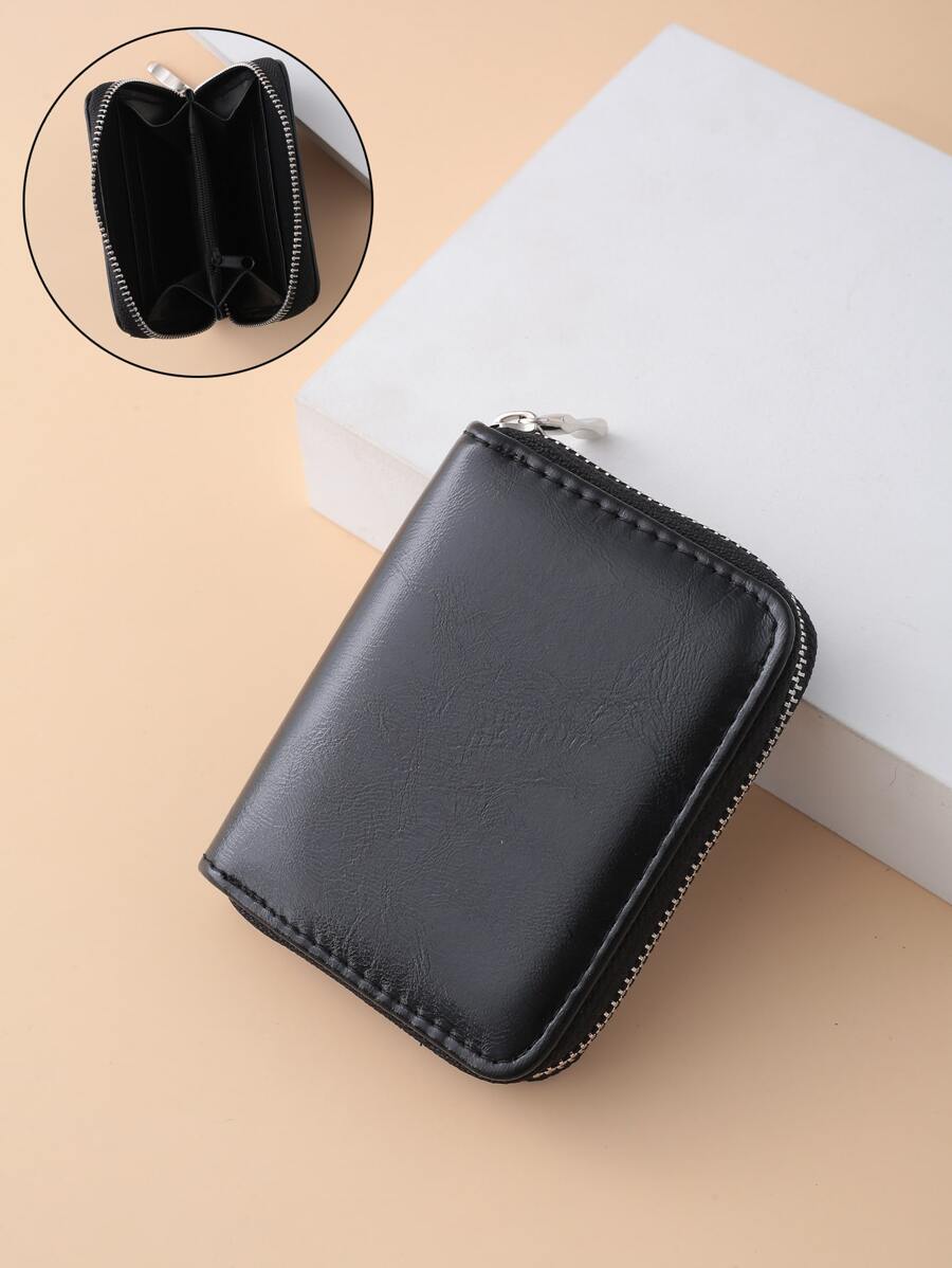 Túi xách nữ mini trơn màu ngắn khóa kéo ngắn dễ thương dành cho sinh viên Ví đựng tiền xu PU di động cho nhân viên văn phòng dành cho nữ đi làm công sở đi làm văn phòng kỷ niệm ngày cưới quà tặng sinh nhật ngày lễ tình nhân quà tặng quà tặng cho giáo viên ví ví ví nhỏ - màu đen - Xem 1