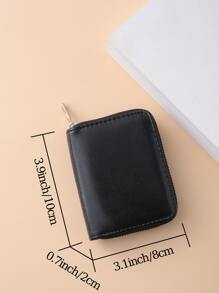 Túi xách nữ mini trơn màu ngắn khóa kéo ngắn dễ thương dành cho sinh viên Ví đựng tiền xu PU di động cho nhân viên văn phòng dành cho nữ đi làm công sở đi làm văn phòng kỷ niệm ngày cưới quà tặng sinh nhật ngày lễ tình nhân quà tặng quà tặng cho giáo viên ví ví ví nhỏ - màu đen - Xem 8