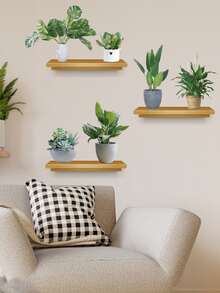 3入組植物牆面裝飾貼紙,架子自然綠色盆栽pvc牆貼,可拆卸的仙人掌田園風格壁貼,適用於客廳家居裝飾生日禮物 - 彩色 - 查看 3