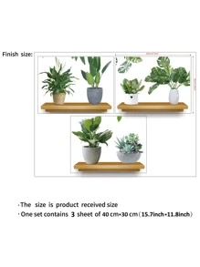 3入組植物牆面裝飾貼紙,架子自然綠色盆栽pvc牆貼,可拆卸的仙人掌田園風格壁貼,適用於客廳家居裝飾生日禮物 - 彩色 - 查看 8