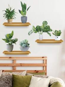 3入組植物牆面裝飾貼紙,架子自然綠色盆栽pvc牆貼,可拆卸的仙人掌田園風格壁貼,適用於客廳家居裝飾生日禮物 - 彩色 - 查看 6