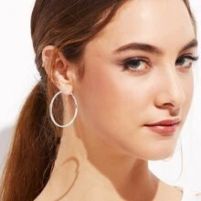 Sterling Silver Hoop Earrings Silver Large Hoop Earrings For Women - Silver - View 4