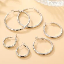 Sterling Silver Hoop Earrings Silver Large Hoop Earrings For Women - Silver - View 2
