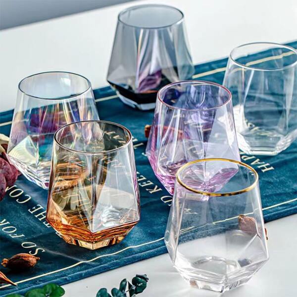 300ml Hexagonal Diamond Glass Cup Creative Crystal Tasting Tumbler Wine