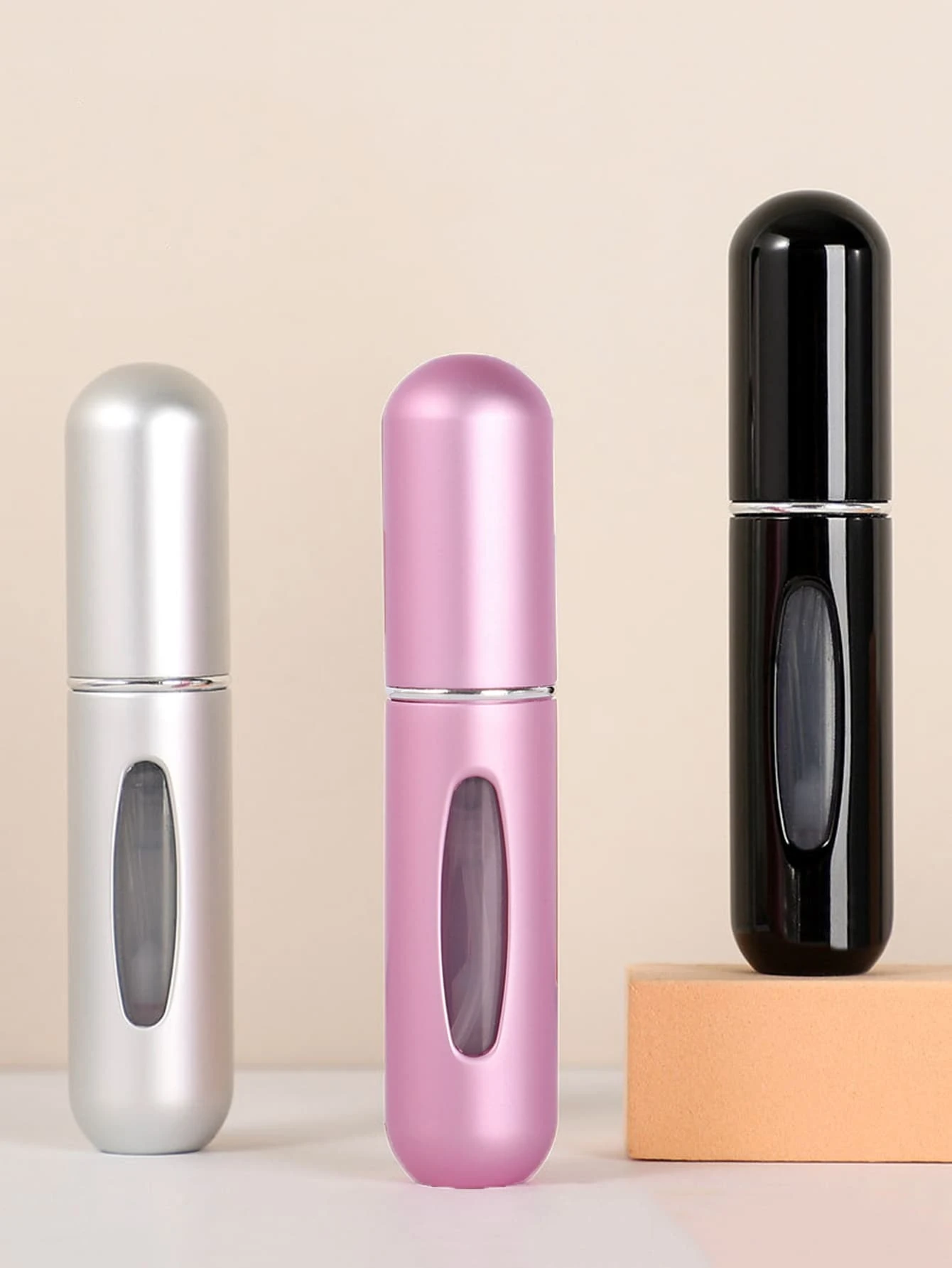 3pcs/5ml Bottom Refillable Self Pumping Aluminum Spray Perfume Bottle, Fragrance Diffuser Container - Multicolor - View 1