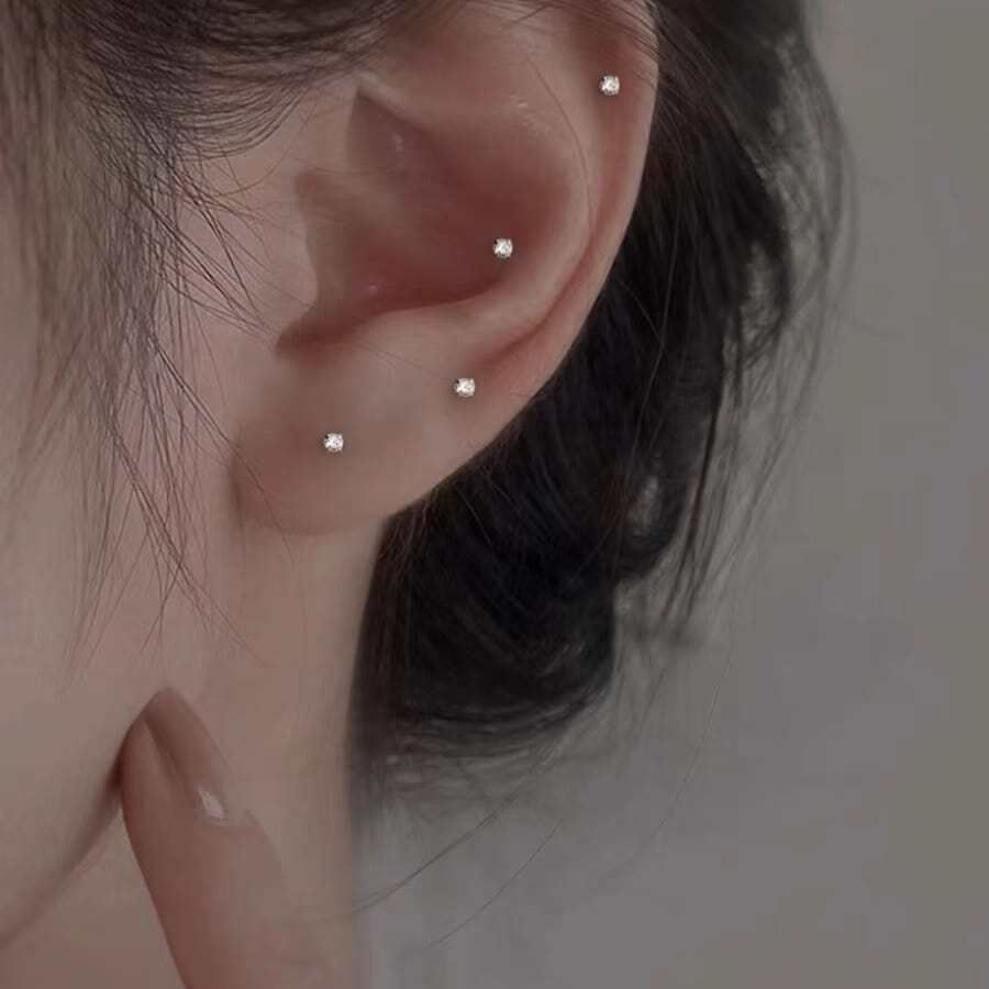 1 par pequeño con simple Pendientes , delicado Perforación de oído Bisutería
