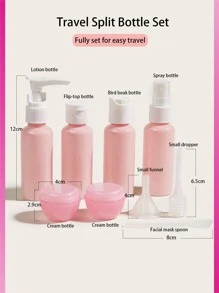 9入組套裝開叉瓶子燈粉色化妝品,化妝品容器套裝,水洗瓶泵,噴瓶,彩妝瓶套裝,旅行分配器瓶,精細噴霧透明貝殼,便攜旅行商業開叉瓶 - 粉色 - 查看 5