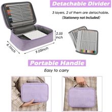 1 Estuche de lápices con cremallera de alta capacidad, bolsa de lápices de gran capacidad, organizador de 72 ranuras para bolígrafos, bolsa de lápices portátil desmontable, bolsa de almacenamiento y organización de lápices para múltiples usos, organizador de lápices para la escuela, regreso a la escuela, útiles escolares