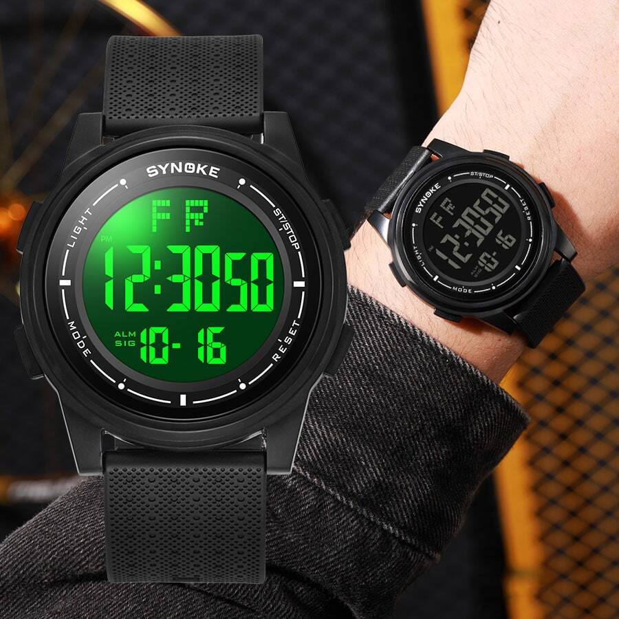SYNOKE 2023年時尚電子方形商務運動手錶,男款