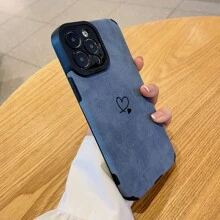 愛心圖案PU皮革手機殼 - 藍色 - 查看 3