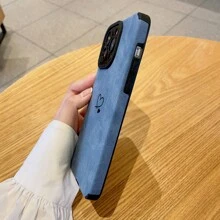 愛心圖案PU皮革手機殼 - 藍色 - 查看 2