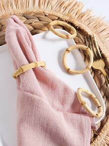4pcs Natural Round Bamboo Napkin Rings, Woven Craft Napkin Holder For Outdoor Decoration - Beige - View 5