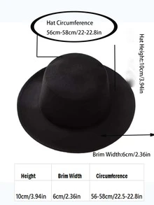 Solid Wide Brim Hat - Black - View 3