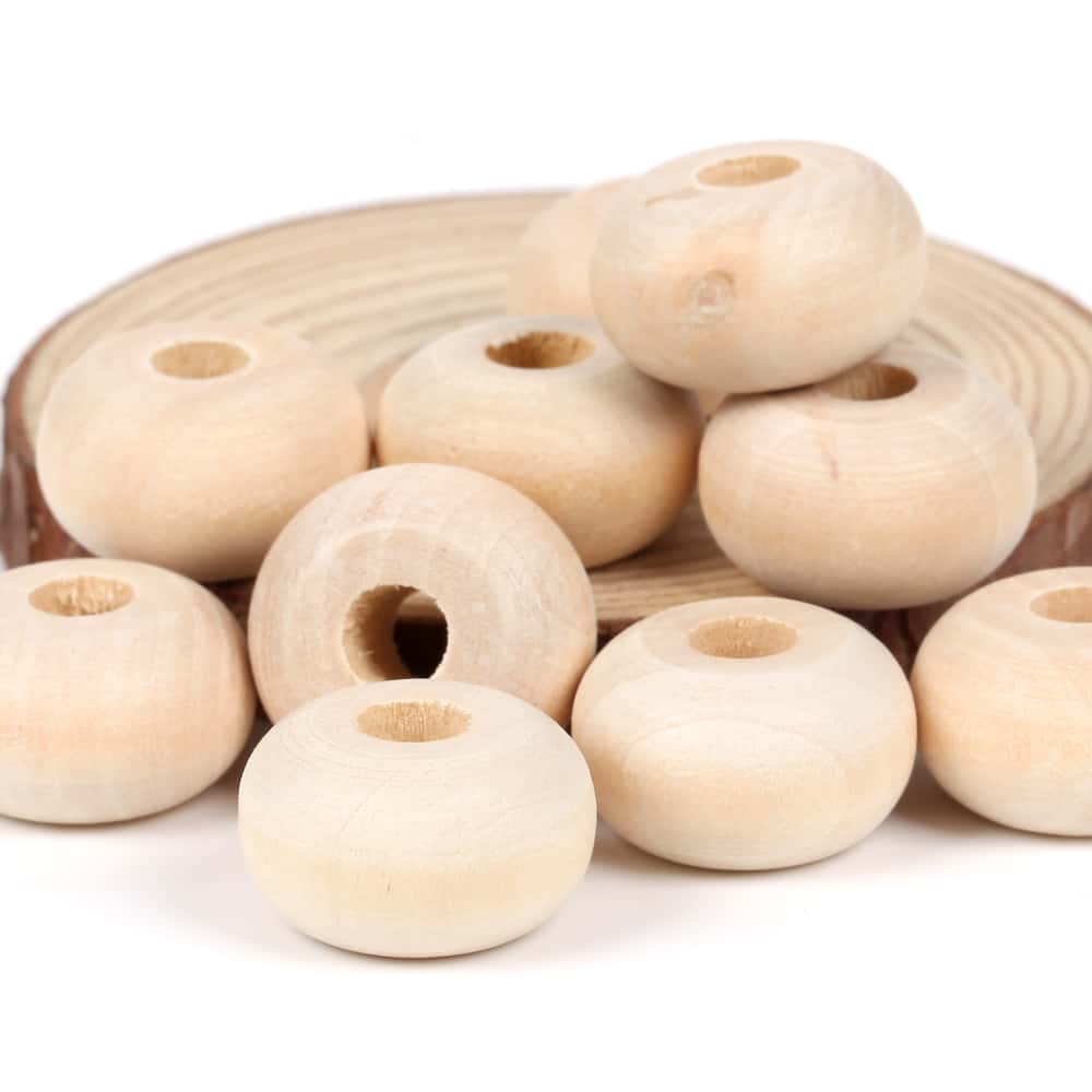 10入組/包20mm24mm天然木平底圓珠鬆動隔片珠子適用於DIY手環珠寶製作手工製作配件 - 扁珠 - 查看 1