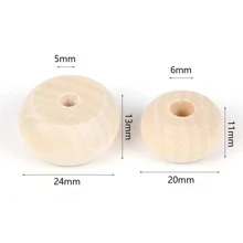10入組/包20mm24mm天然木平底圓珠鬆動隔片珠子適用於DIY手環珠寶製作手工製作配件 - 扁珠 - 查看 10