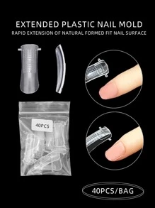 40 piezas cristal Uñas extensión gelatina Manicura modelo sin papel , Set de manicura - transparente - Ver 1