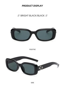 高端欧美风格女士时尚眼镜，小脸方框，复古眼镜，适合夏季海滩度假、户外、旅行 - 黑色 - 查看 3