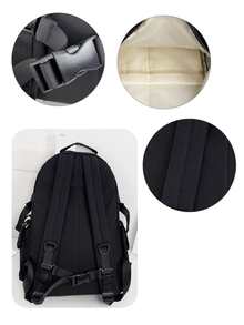 可爱校园背包书包适合青少年女孩男孩初中书包，儿童校园背包，大号笔记本电脑背包 15.6 英寸学生大学旅行轻便书包 - 黑色 - 查看 8