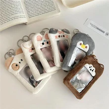 Kawaii 3 Inch Plush Card Holder, Kpop Postcards Storage Bag,Keychain Pendant- Squirrel - Brown - View 11
