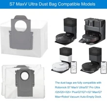 S7 MaxV Ultra Dust Bag For Roborock S7 MaxV Ultra/S7 Pro Ultra/Q5/Q5+/Q5+ Plus/Q7/Q7+/Q7 Max/Q7 Max+ Robot Vacuum Cleaner Accessories Large Capacity Vacuum Replacement Disposable Bag (12 Dust Bag) - Light Grey - View 6