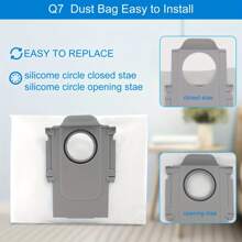 S7 MaxV Ultra Dust Bag For Roborock S7 MaxV Ultra/S7 Pro Ultra/Q5/Q5+/Q5+ Plus/Q7/Q7+/Q7 Max/Q7 Max+ Robot Vacuum Cleaner Accessories Large Capacity Vacuum Replacement Disposable Bag (12 Dust Bag) - Light Grey - View 3