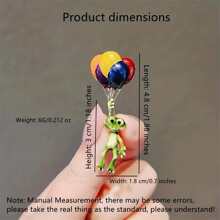 1pc Lovely Balloon Shaped Brooch With Frog Design Pin & Collar Button, Preventing Light Leakage - Multicolor - View 5