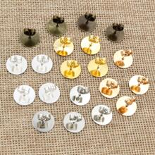 100入組4-12mm耳環耳釘空白底座耳環帶塞子DIY珠寶製作配件 - 金色 - 查看 2