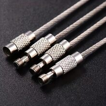 10入組不銹鋼金屬絲鑰匙圈數據線鑰匙圈環形金屬絲數據線編織鋼鑰匙鏈,重行李牌圓環標籤支架帶2mm扭結桶15cm() - 銀色 - 查看 3