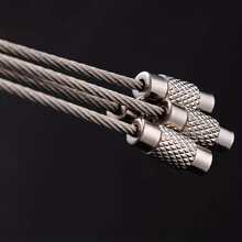 10入組不銹鋼金屬絲鑰匙圈數據線鑰匙圈環形金屬絲數據線編織鋼鑰匙鏈,重行李牌圓環標籤支架帶2mm扭結桶15cm() - 銀色 - 查看 4