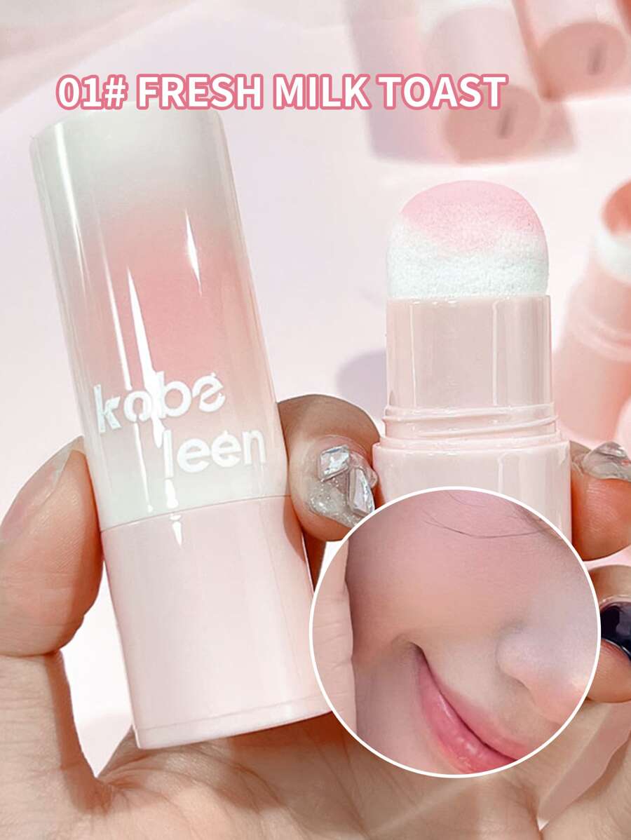 kobeleen 啞光柔軟粉色腮紅棒，為您臉部增添自然紅暈，持久不暈染 - 淡粉色 - 查看 1