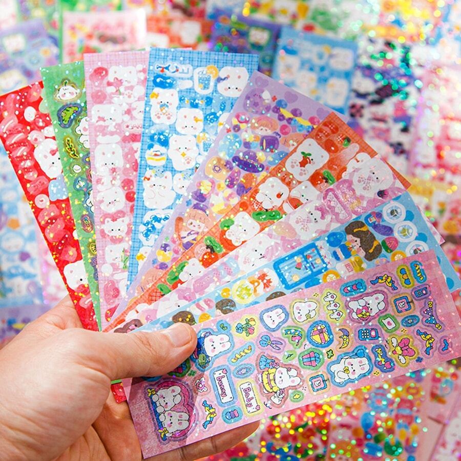20pcs Non-repetitive Laser Holo Gukka Sticker (random Color) - Multicolor - View 1