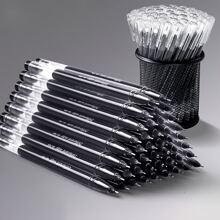 3入組簡約黑色0.5mm水性筆、簽名筆、原子筆、商務風格黑色墨水,創意大容量筆,適用於寫字、繪畫、紀錄、學校辦公室等 - 黑色 - 查看 5