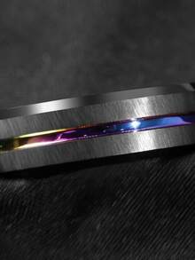 1入組8mm男士環黑色拉絲碳化鎢不銹鋼圓環週年紀念日婚禮訂婚生日派對禮品