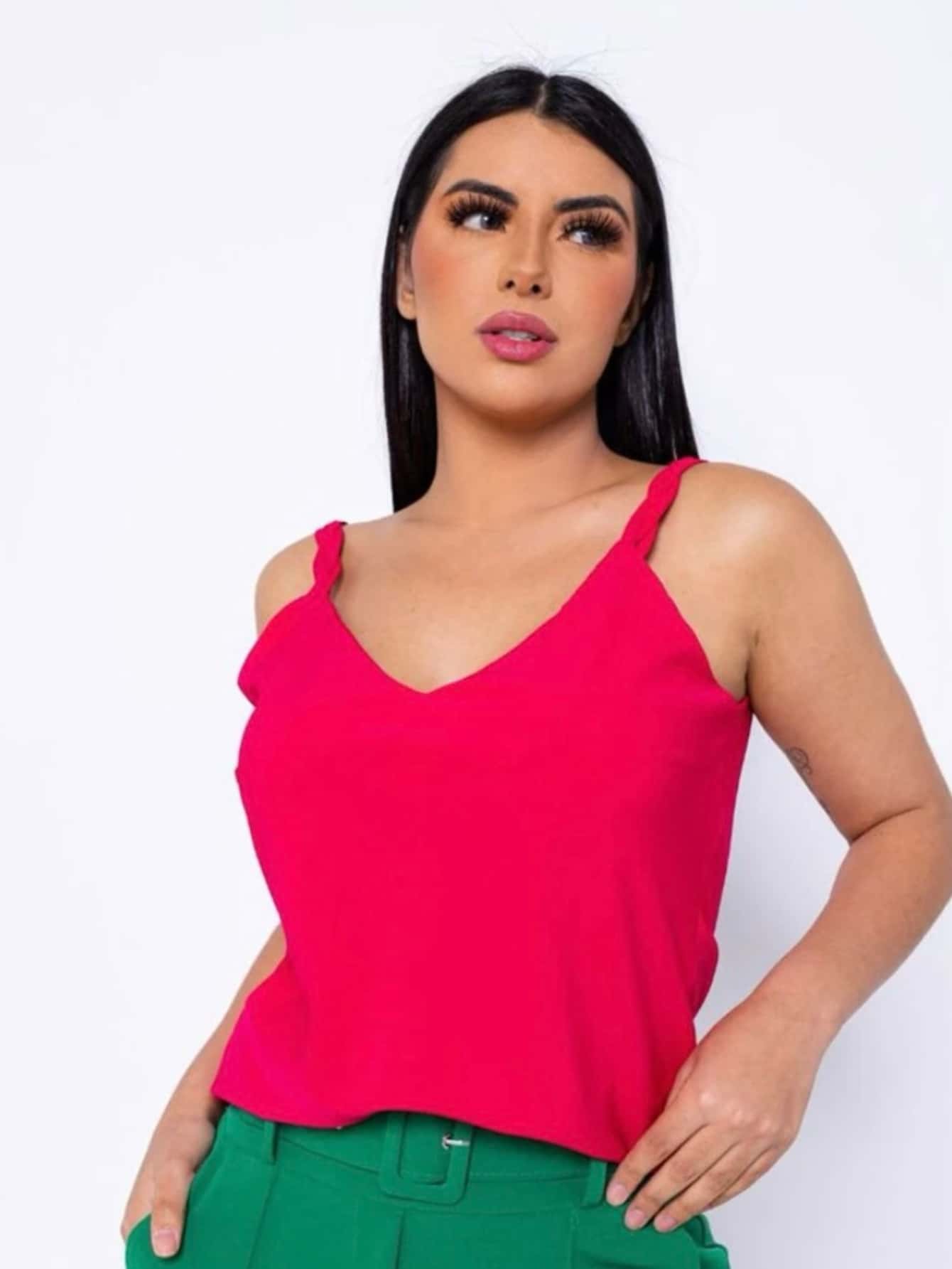 Women Blouses - 玫紅色 - 查看 1