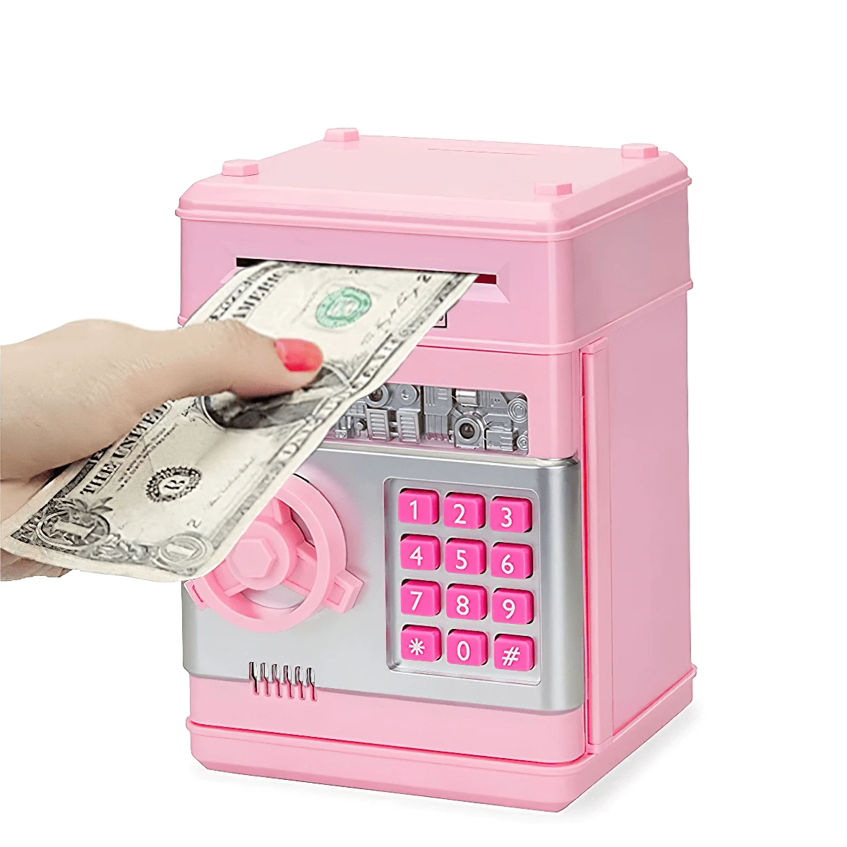 Piggy Bank Cash Coin Can ATM Bank Electronic Coin Money Bank Gift For Kids(Random Key Color)Some Parts Are Sent RandomSchool, Student,Stationery,School Supplies - Pink - View 1