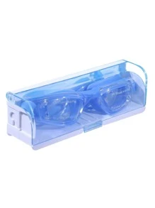 6pcs Solid Swimming Cap & Swimming Goggles With Case & Nose Clip & Earplug & Storage Bag - Blue - View 6