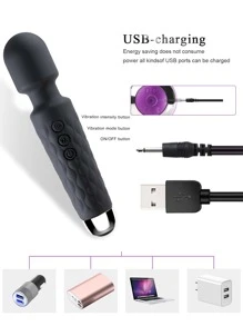Vibrador de varita AV de silicona de 20 velocidades masajeador de clítoris potente estimulador de vibración de pezón punto G juguete sexual recargable para mujeres