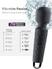 Vibrador de varita AV de silicona de 20 velocidades masajeador de clítoris potente estimulador de vibración de pezón punto G juguete sexual recargable para mujeres