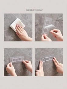 1入組免打孔浴室壁掛式紙巾盒適用於洗臉巾,紙巾,廁所紙 - 白色 - 查看 4