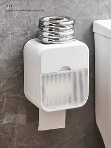 1入組免打孔浴室壁掛式紙巾盒適用於洗臉巾,紙巾,廁所紙 - 白色 - 查看 3