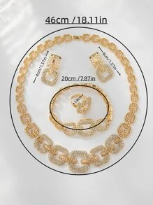 5入組/套優雅女性首飾套裝 - 金色 - 查看 2